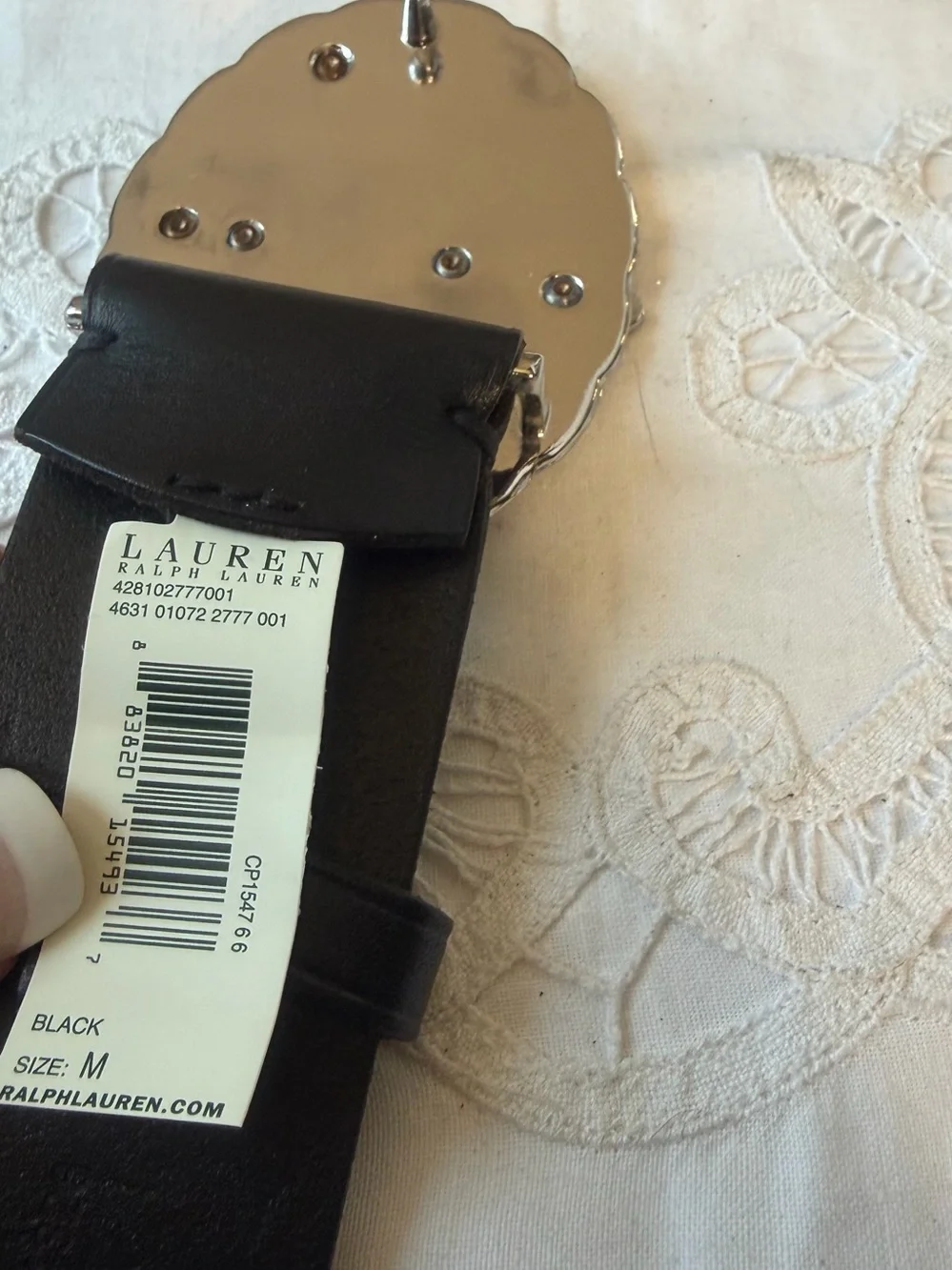 Ralph Lauren black leather silver logo buckle M